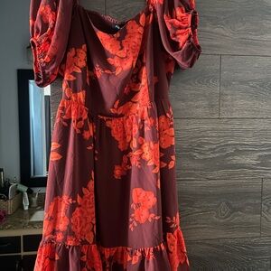 41 Hawthorn Red Floral Long Sleeve Dress